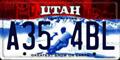 UT license plate A354BL