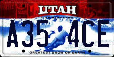 UT license plate A354CE