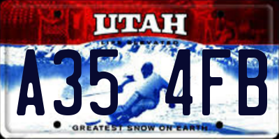 UT license plate A354FB