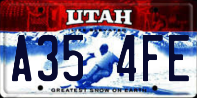 UT license plate A354FE