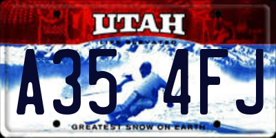 UT license plate A354FJ