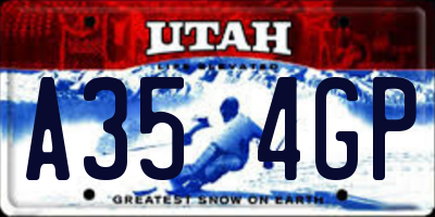 UT license plate A354GP