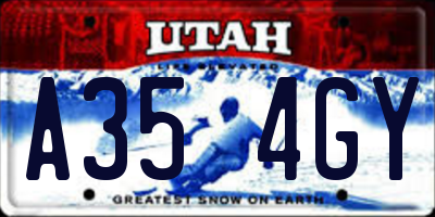 UT license plate A354GY