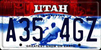 UT license plate A354GZ