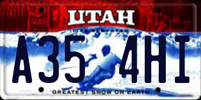 UT license plate A354HI