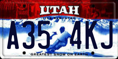 UT license plate A354KJ