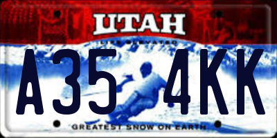 UT license plate A354KK