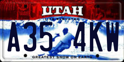 UT license plate A354KW