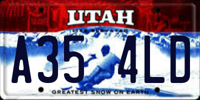 UT license plate A354LD