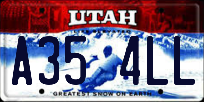 UT license plate A354LL