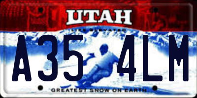 UT license plate A354LM