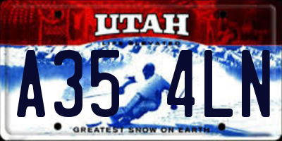 UT license plate A354LN