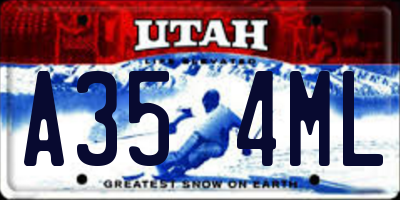 UT license plate A354ML