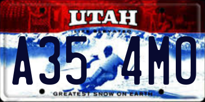 UT license plate A354MO