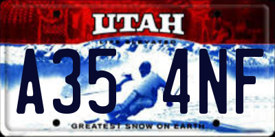 UT license plate A354NF