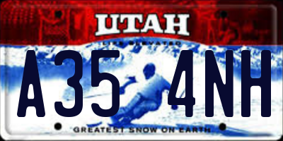 UT license plate A354NH