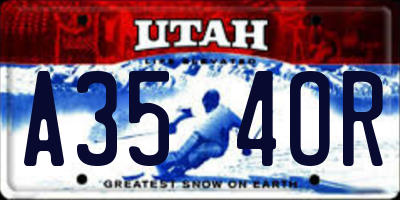UT license plate A354OR