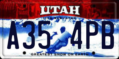 UT license plate A354PB