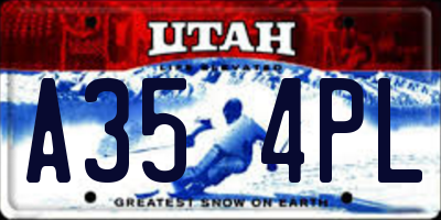 UT license plate A354PL