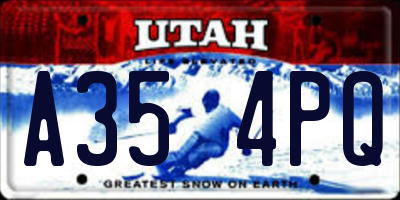 UT license plate A354PQ