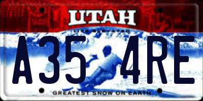 UT license plate A354RE