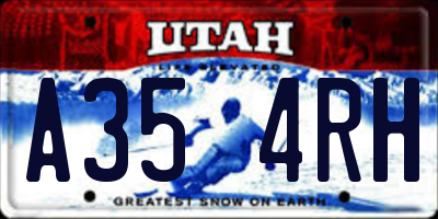 UT license plate A354RH