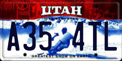 UT license plate A354TL