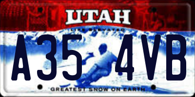 UT license plate A354VB