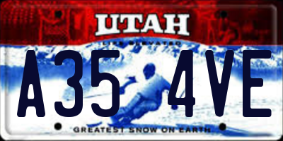 UT license plate A354VE