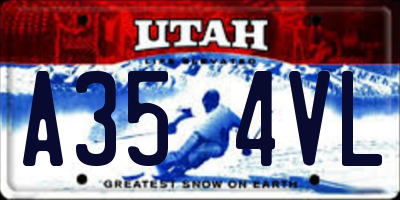 UT license plate A354VL