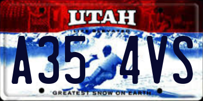 UT license plate A354VS
