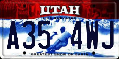 UT license plate A354WJ