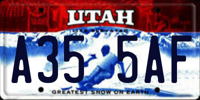 UT license plate A355AF
