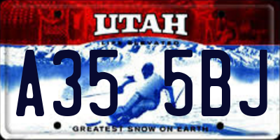 UT license plate A355BJ