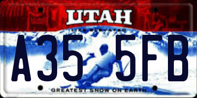 UT license plate A355FB