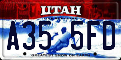 UT license plate A355FD