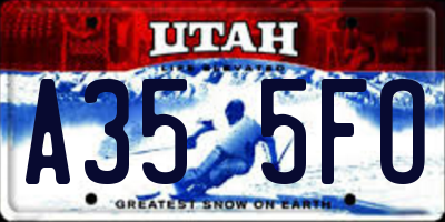 UT license plate A355FO