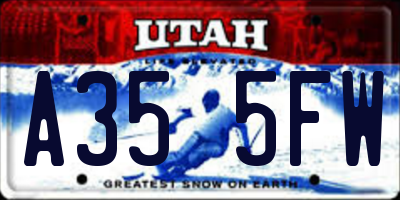 UT license plate A355FW