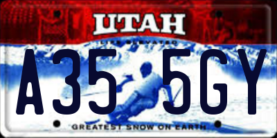 UT license plate A355GY
