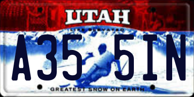 UT license plate A355IN