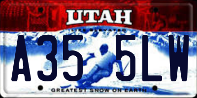 UT license plate A355LW