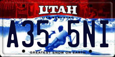 UT license plate A355NI