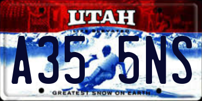 UT license plate A355NS