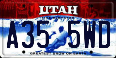 UT license plate A355WD