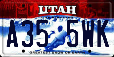 UT license plate A355WK