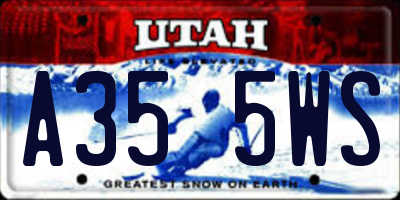 UT license plate A355WS