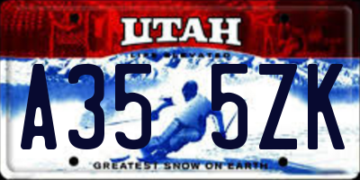 UT license plate A355ZK