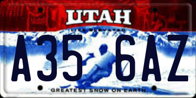 UT license plate A356AZ