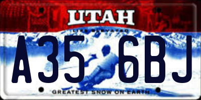 UT license plate A356BJ