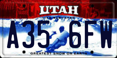 UT license plate A356FW